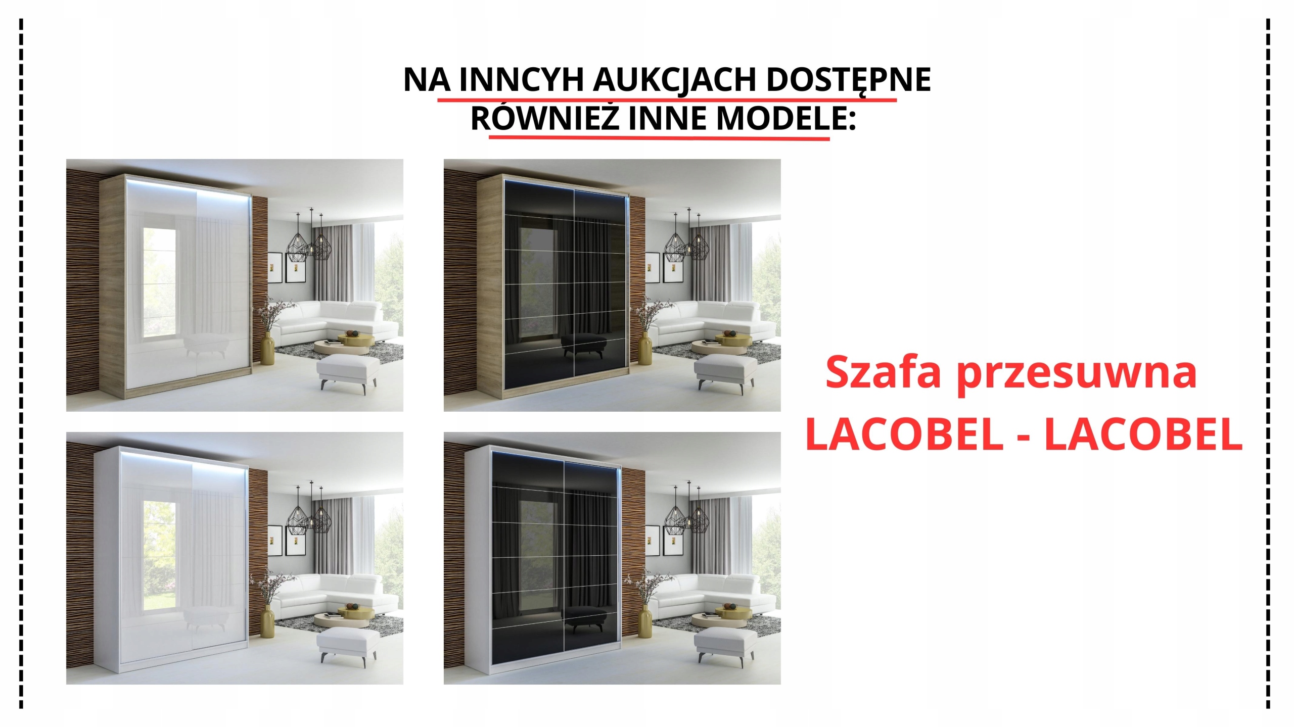 SZAFA PRZESUWNA 120 x 250 BIAŁA LUSTRO - LACOBEL