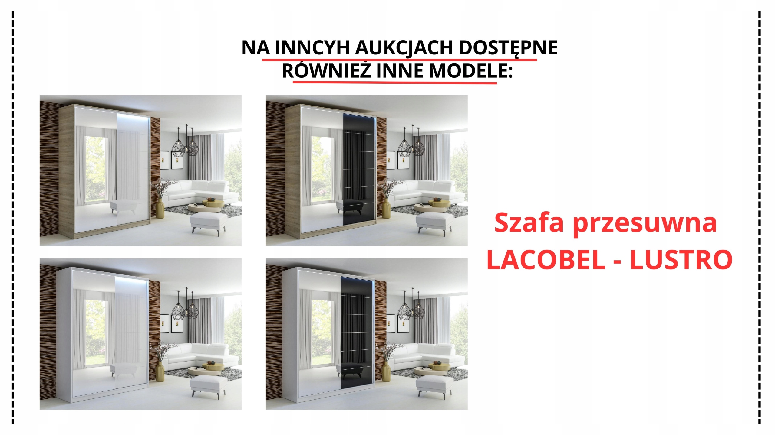 SZAFA PRZESUWNA STANDARD 100 x 250 BIAŁA Z LUSTREM