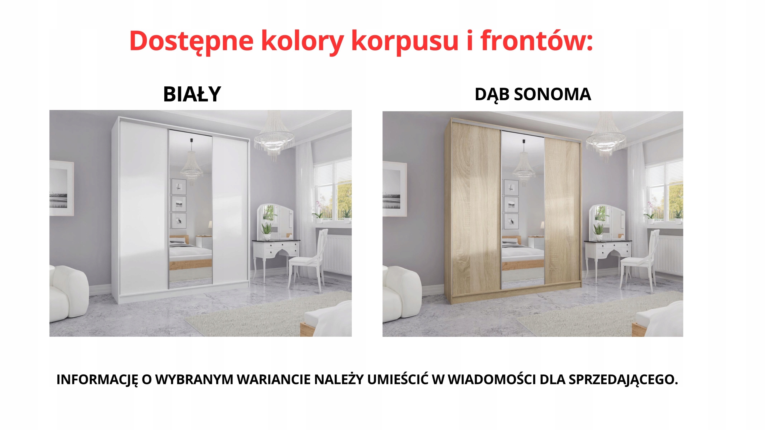 SZAFA PRZESUWNA 220 x 250 3D MAX - BIAŁA + LUSTRO