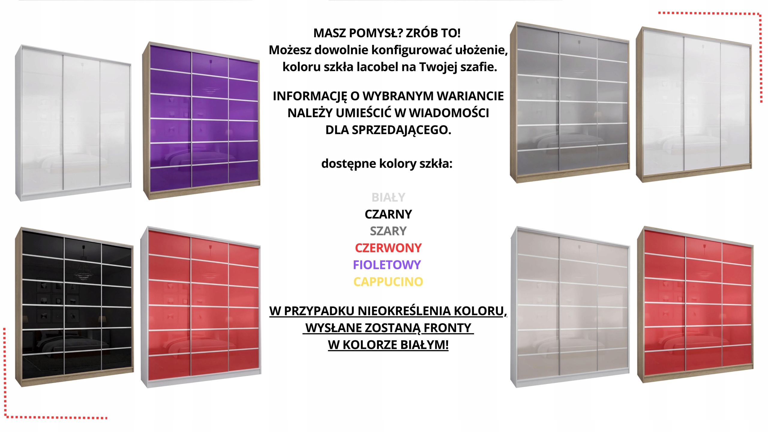 SZAFA PRZESUWNA 150 x 250 3D MAX SONOMA + 2 LUSTRA