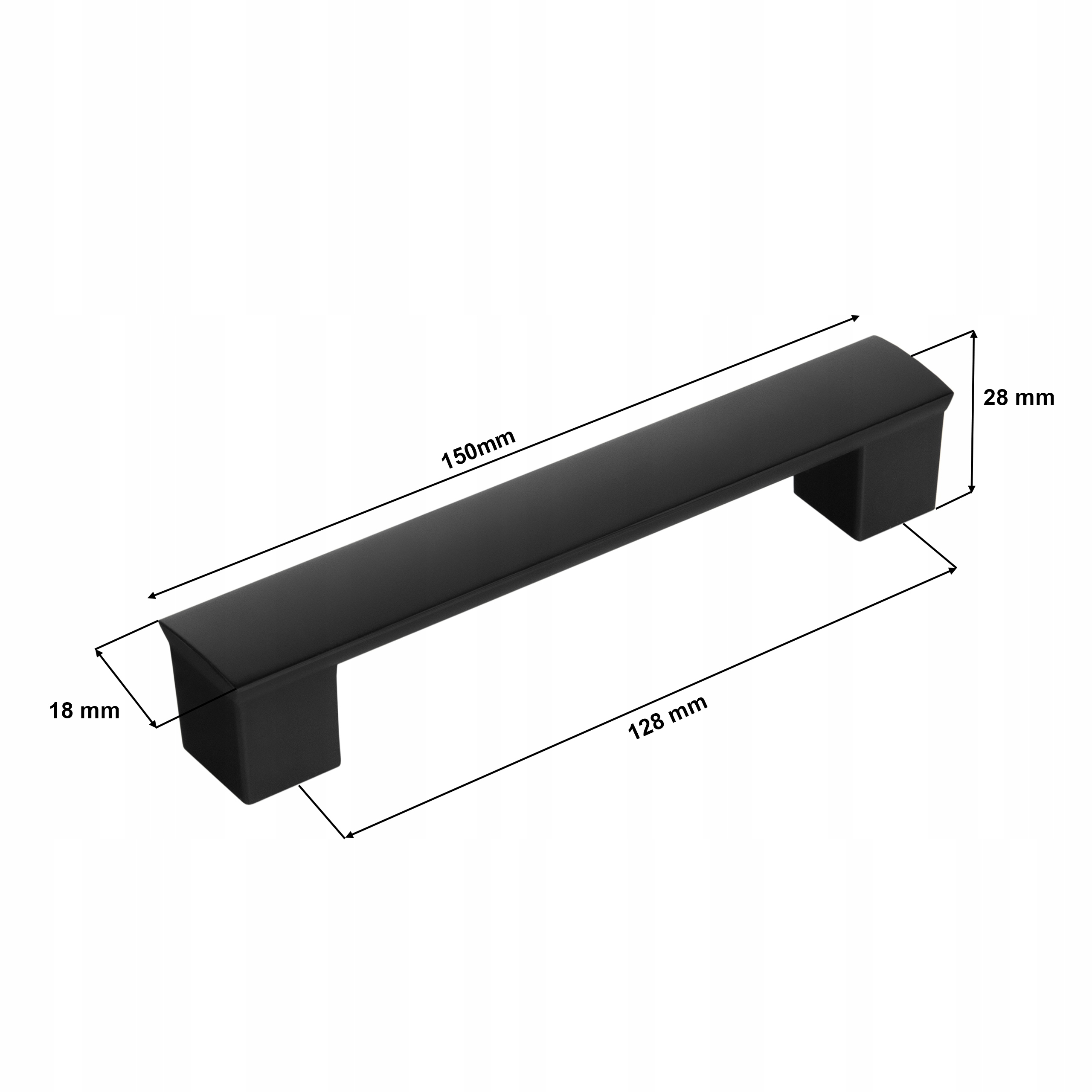 Uchwyt meblowy UC 128mm czarny mat + wkręty