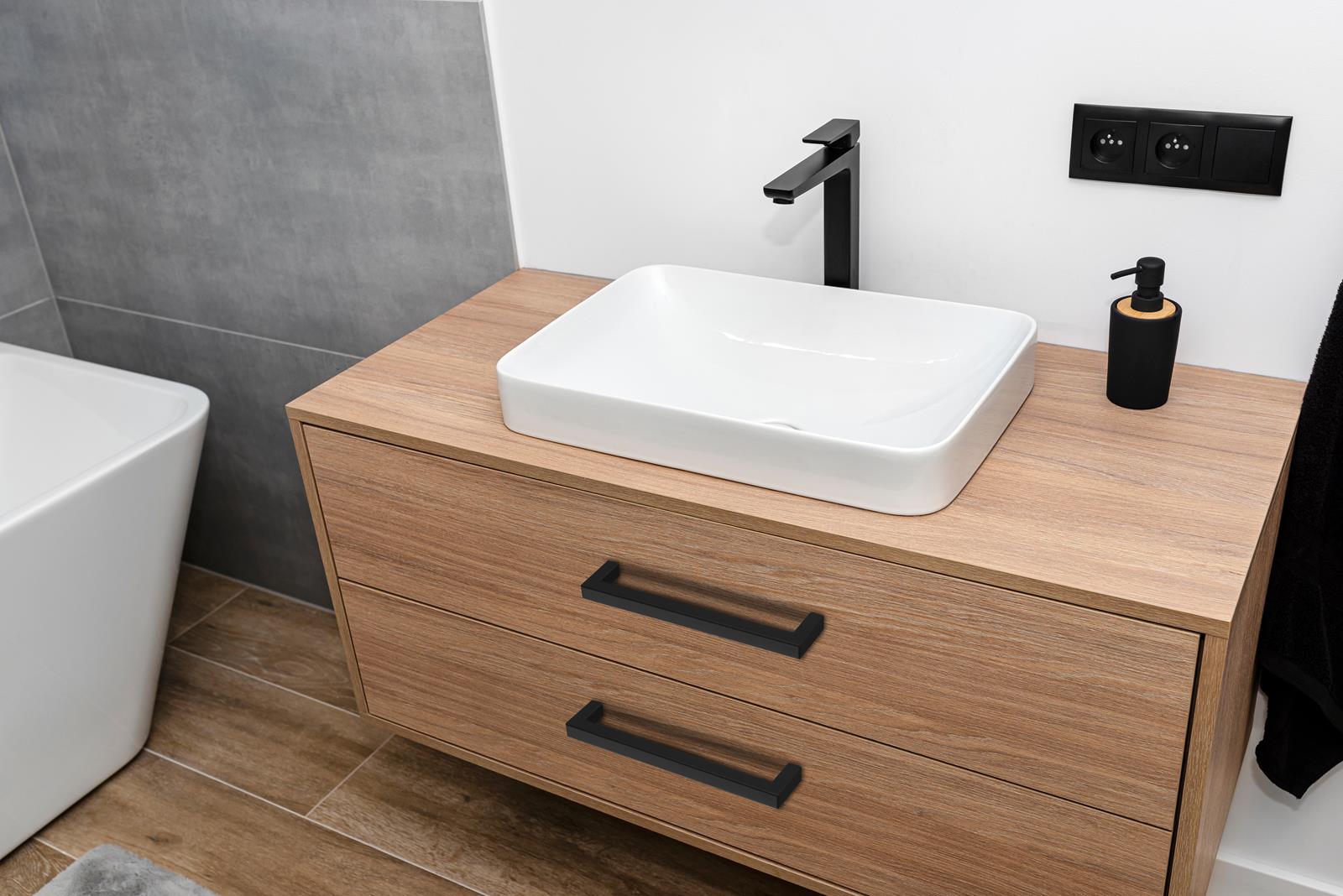 10szt Uchwyt meblowy Kwadrat 160mm czarny mat