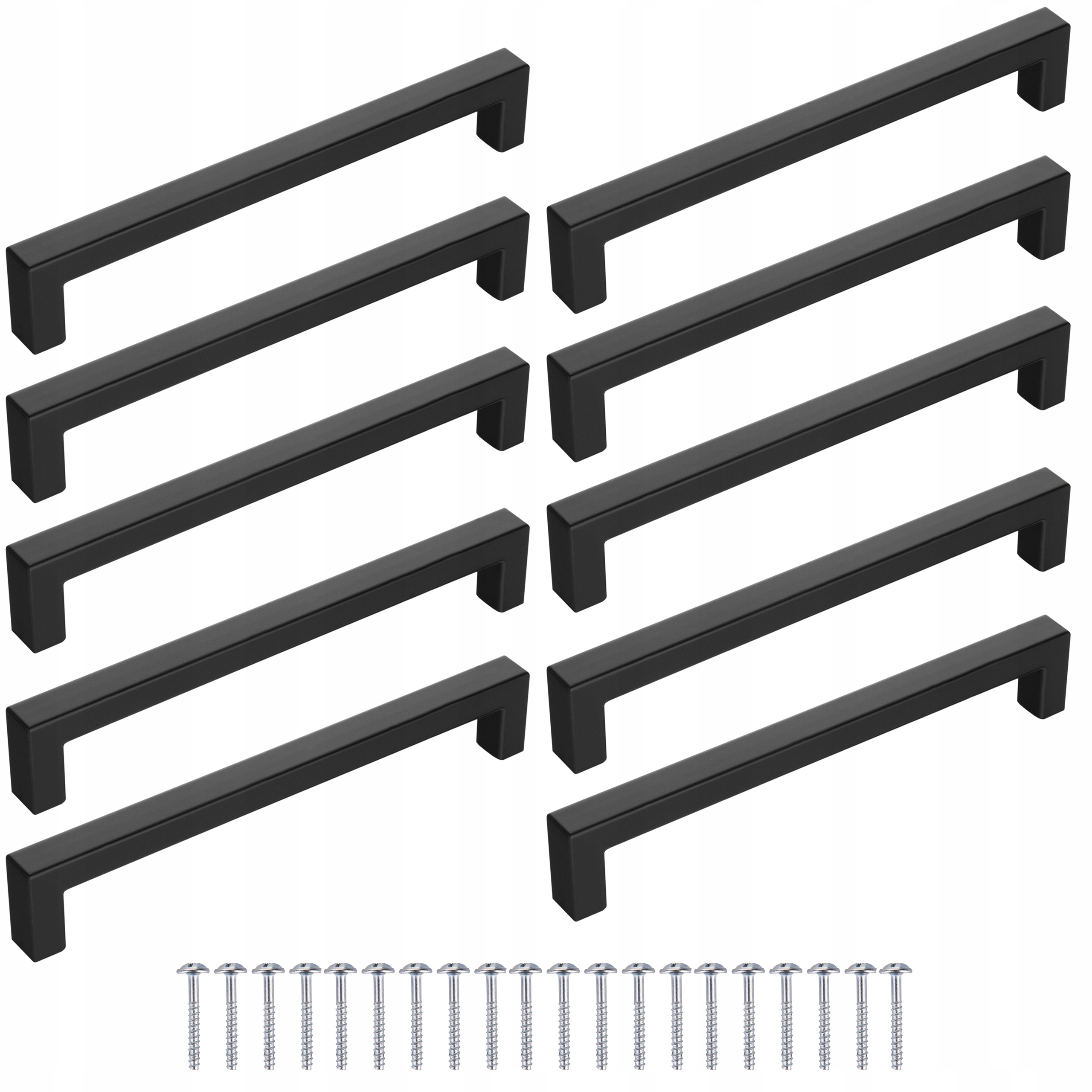 10szt Uchwyt meblowy Kwadrat 160mm czarny mat