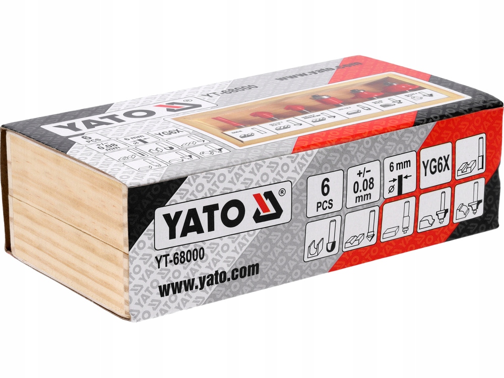 Set freze pentru lemn, Yato, 6 mm, 6 bucati, tungsten YG6X
