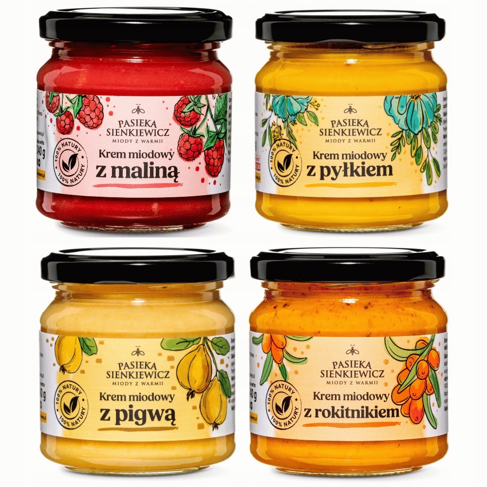 Zestaw 4 kremów miodowych Pasieka Sienkiewicz