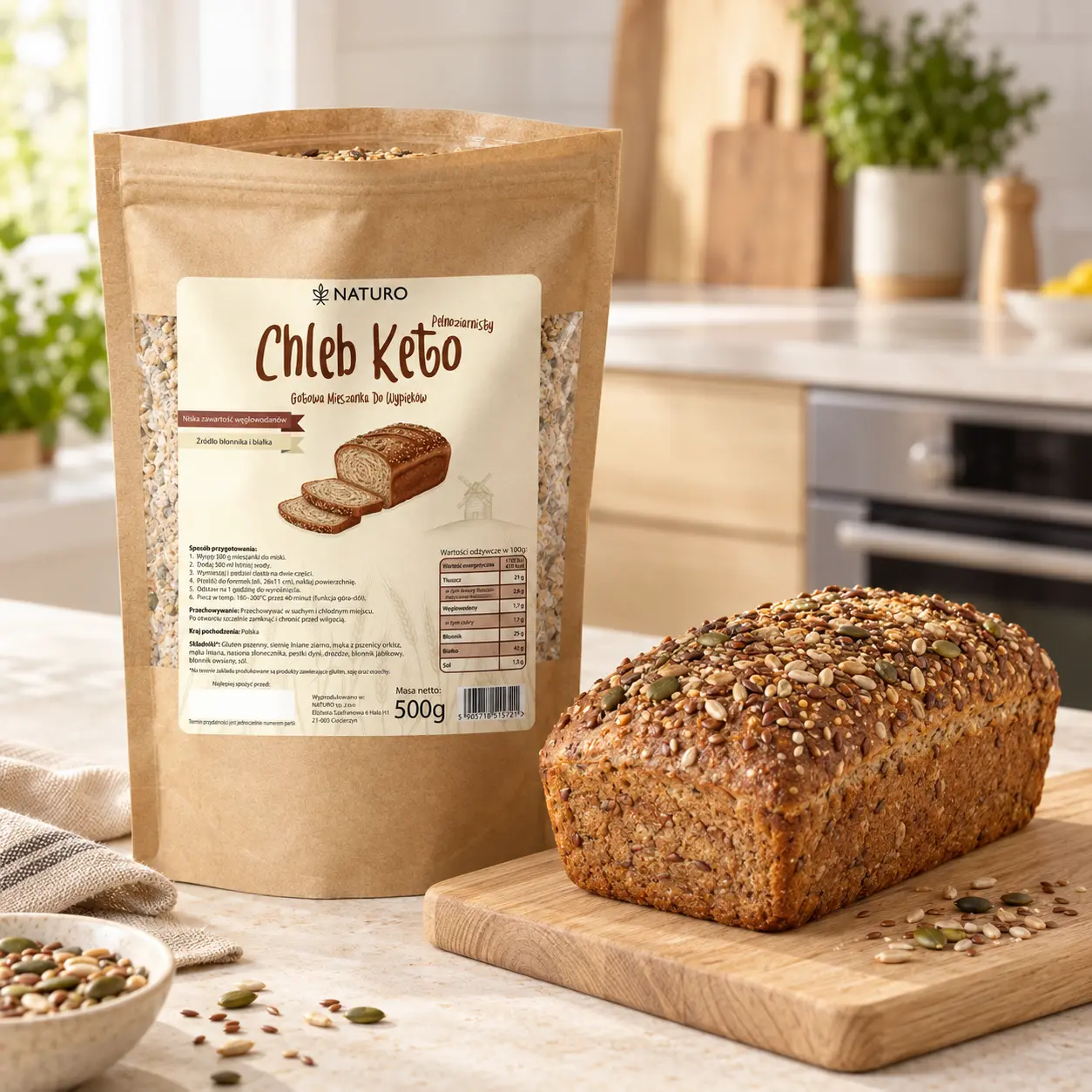 Chleb Keto Naturo 500 g — specyfikacja produktu