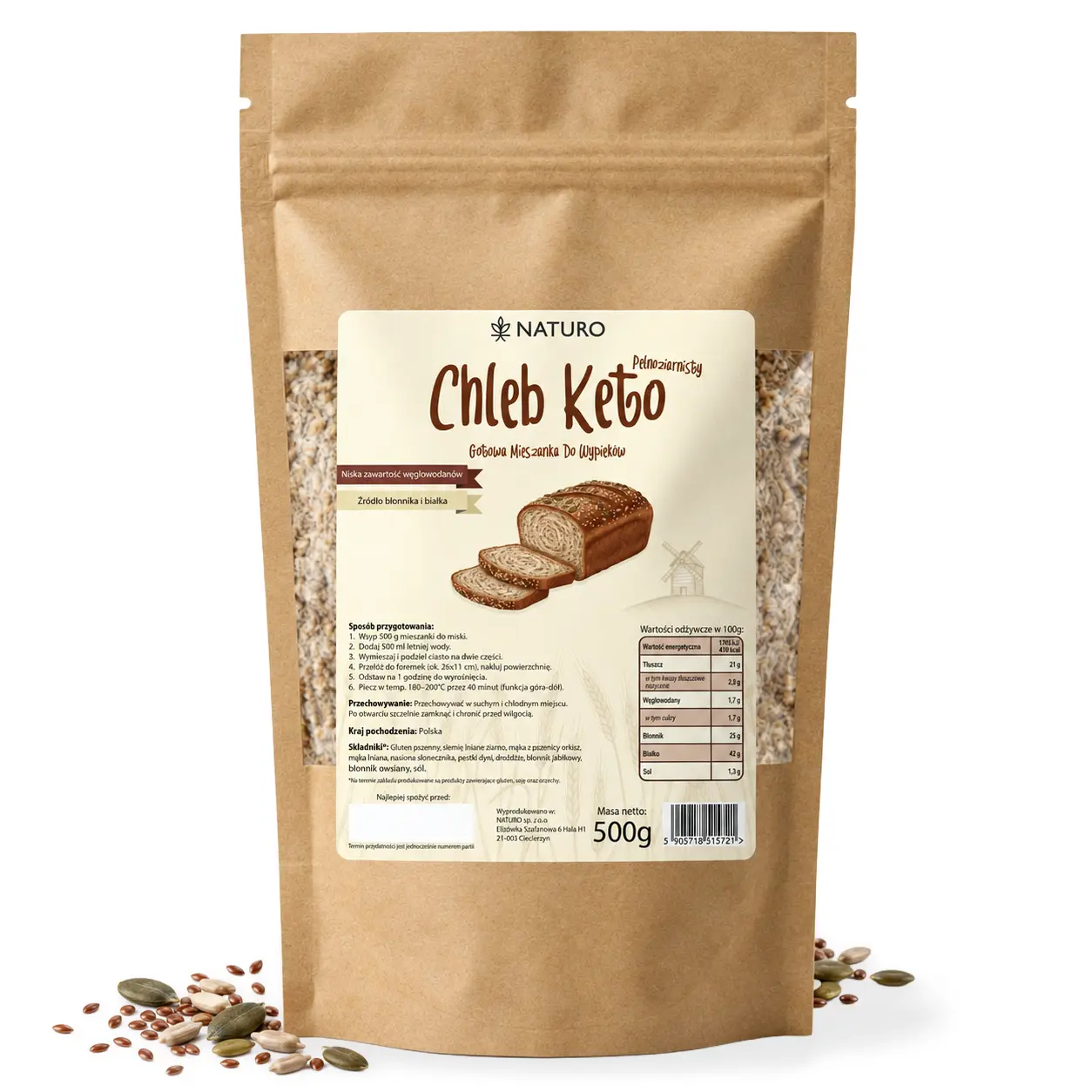 Mieszanka do wypieku Chleb Keto 500 g Naturo