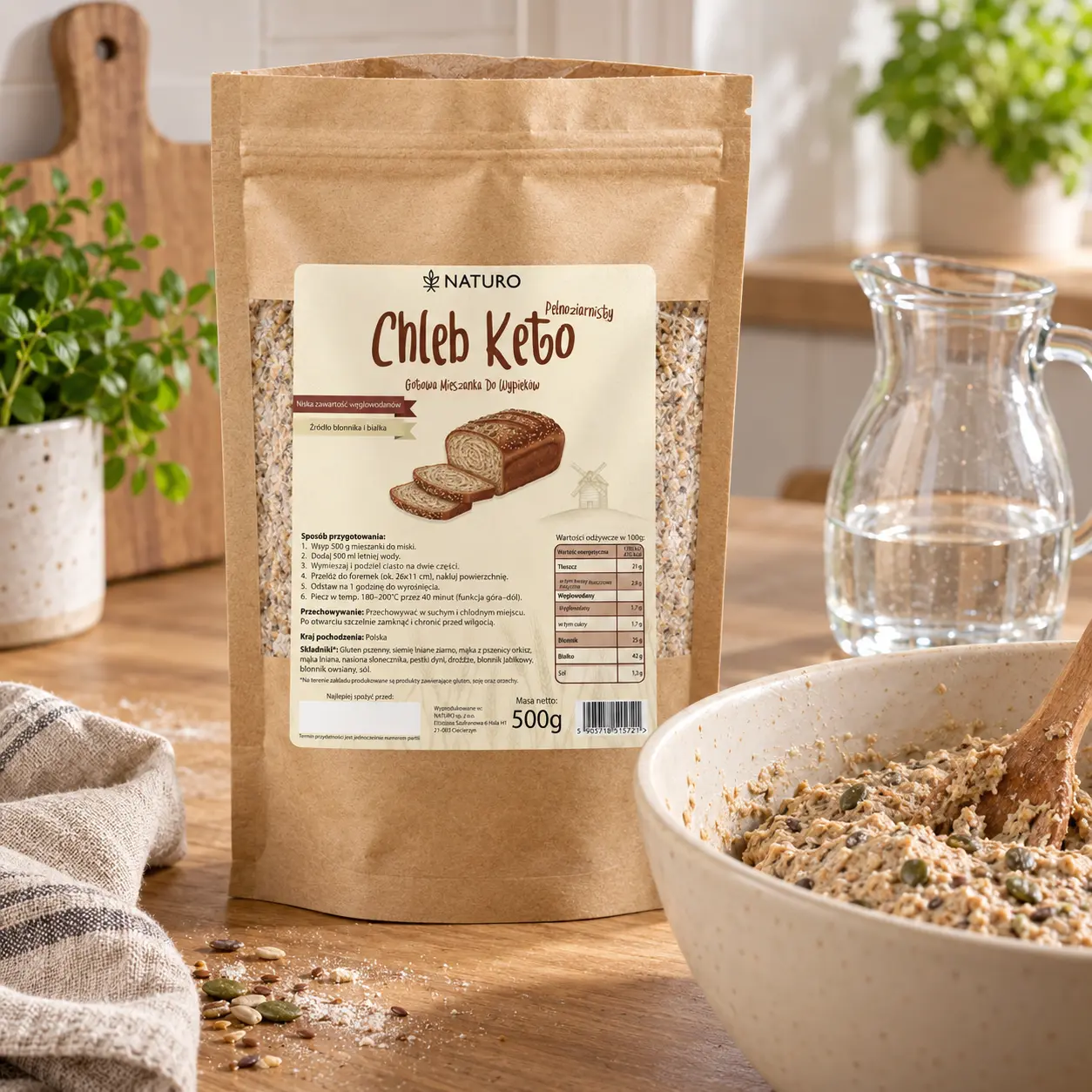 Chleb Keto Naturo — sposób przygotowania