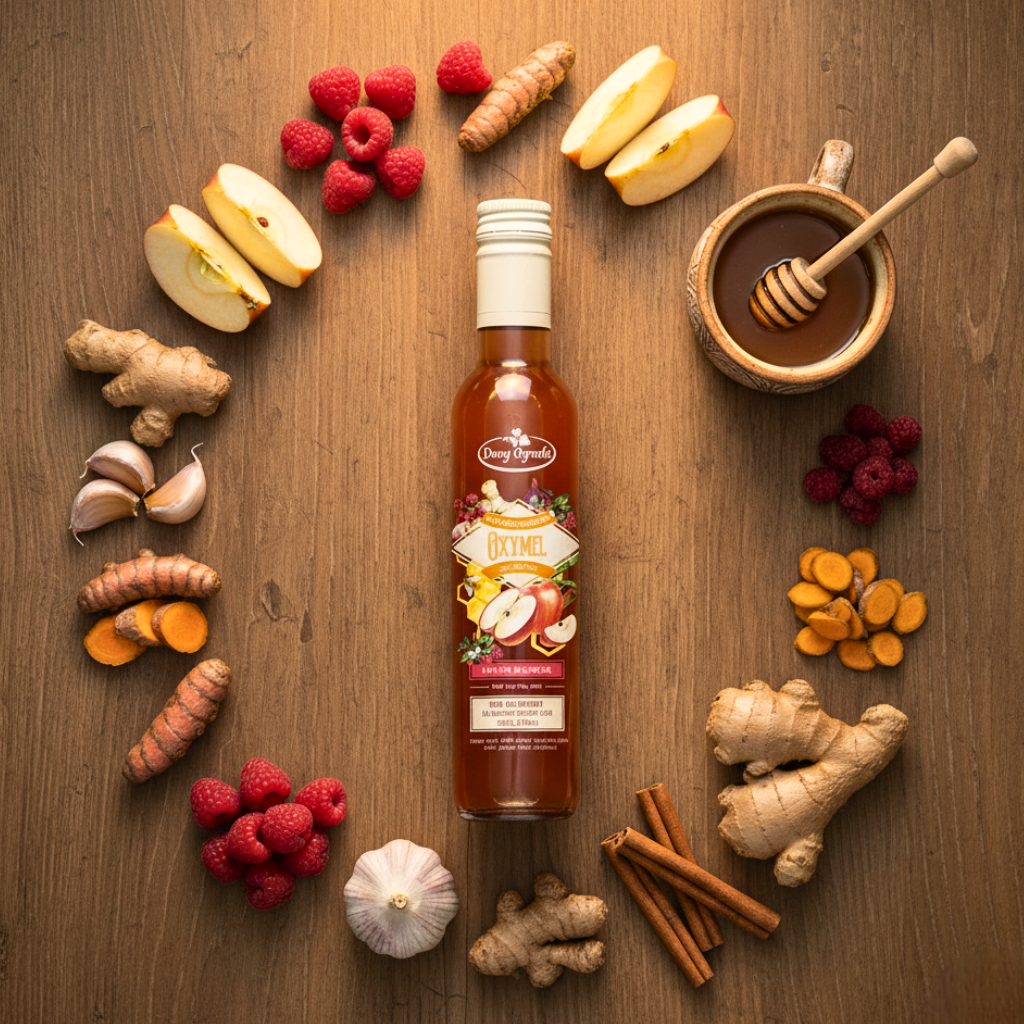 Oxymel z Sokiem Malinowym 250ml / Dary Ogrodu