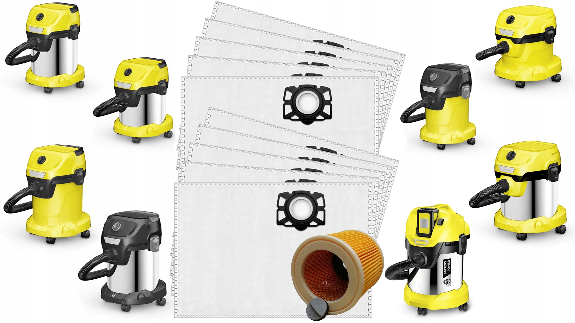 12x Worki do odkurzacza Karcher WD3 filtr wzmocniony SE 4001 zamiennik - miniatura 2
