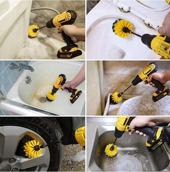 MEGA ZESTAW 25SZT DO CZYSZCZENIA MYCIA TAPICERKI SZCZOTKI NA WIERTARKĘ PADY 2