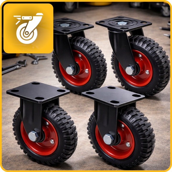WÓZEK TRANSPORTOWY KÓŁKA GUMOWE PEŁNE 160 MM 600 KG MOCNE ZESTAW 4 SZT PVC - miniatura 2