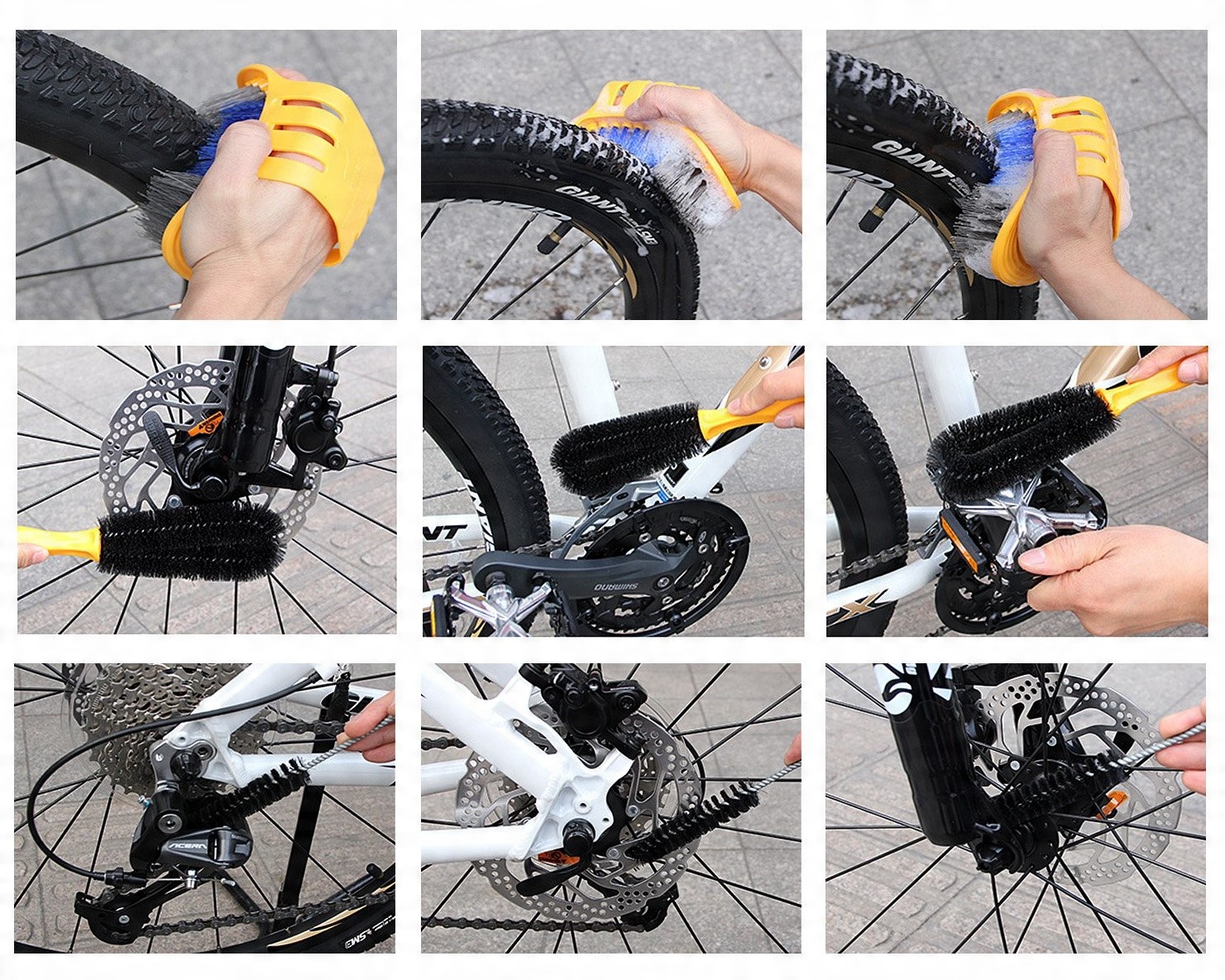 MEGA ZESTAW DO CZYSZCZENIA MYCIA ROWERU ŁAŃCUCHA PIELĘGNACJI 8