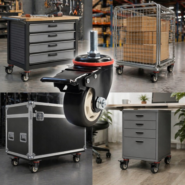 4X OBROTOWE KÓŁKA 75 MM Z HAMULCEM MOCNE TRANSPORTOWE ZESTAW 4 SZT PVC - miniatura 6