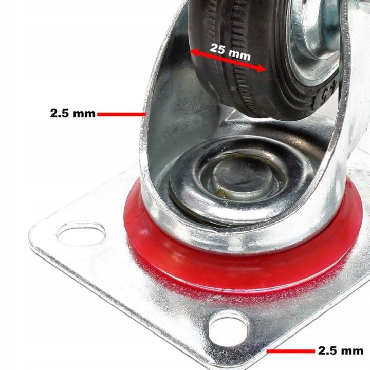KÓŁKA OBROTOWE JEZDNE 125mm KOŁA METALOWO GUMOWE Z HAMULCEM DO WÓZKÓW PVC - miniatura 2