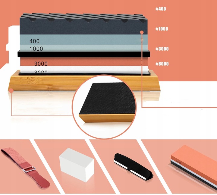 KAMIEŃ WODNY OSEŁKA OSTRZAŁKA DO NOŻY KUCHENNYCH 4000/1000/3000/8000 3