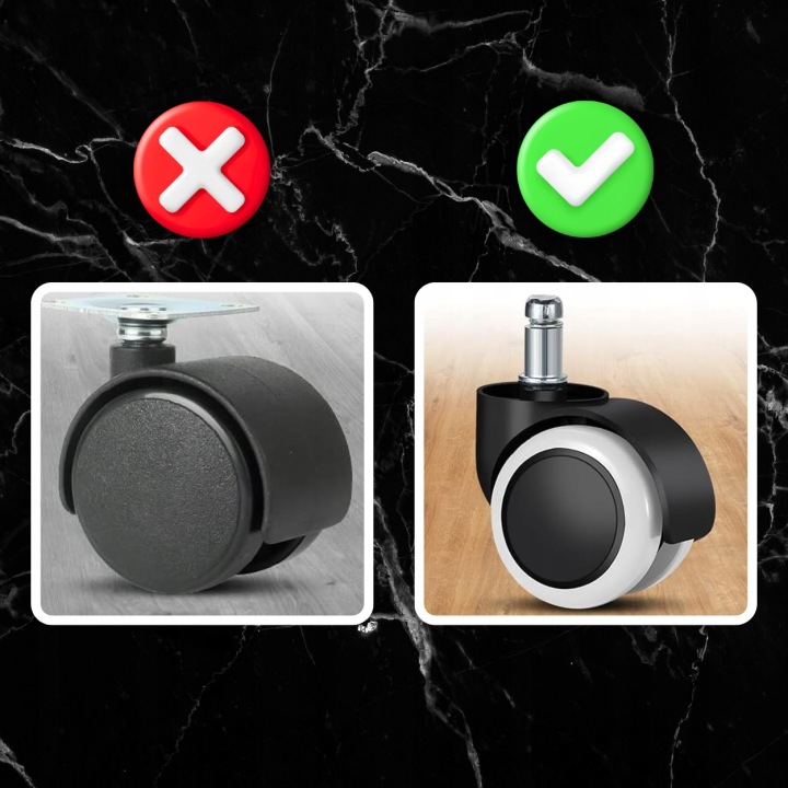 5X KÓŁKA DO FOTELA OBROTOWEGO KRZESŁA 48 MM M11 MOCNE GUMOWE KOMPLET - miniatura 6