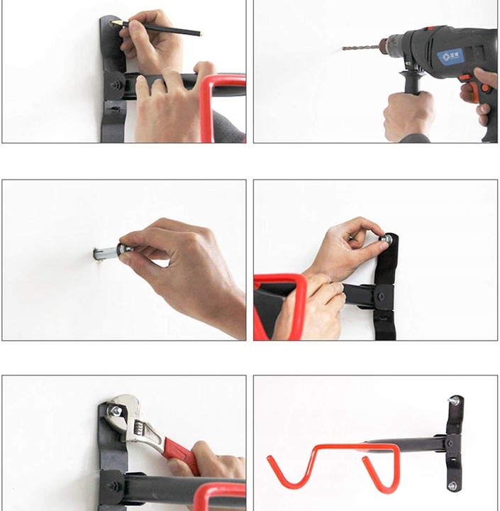 WIESZAK NA ROWER UCHWYT ŚCIENNY ROWEROWY NA ŚCIANĘ HAK PRAKTYCZNY 15 KG 4