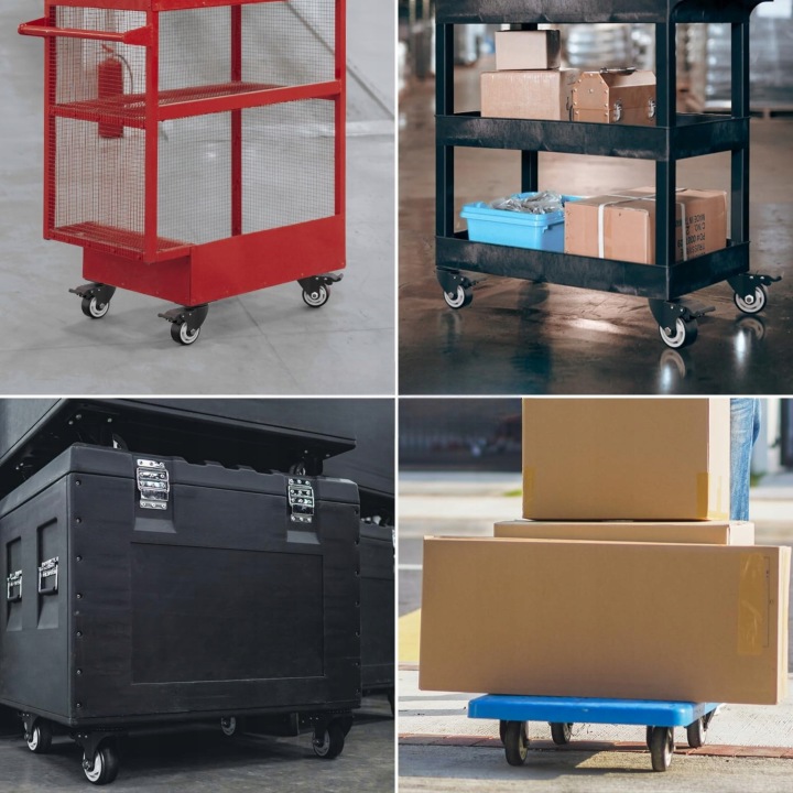 4x OBROTOWE KÓŁKA 100mm PRZEMYSŁOWE Z HAMULCEM DO DUŻYCH OBCIĄŻEŃ PVC - miniatura 3