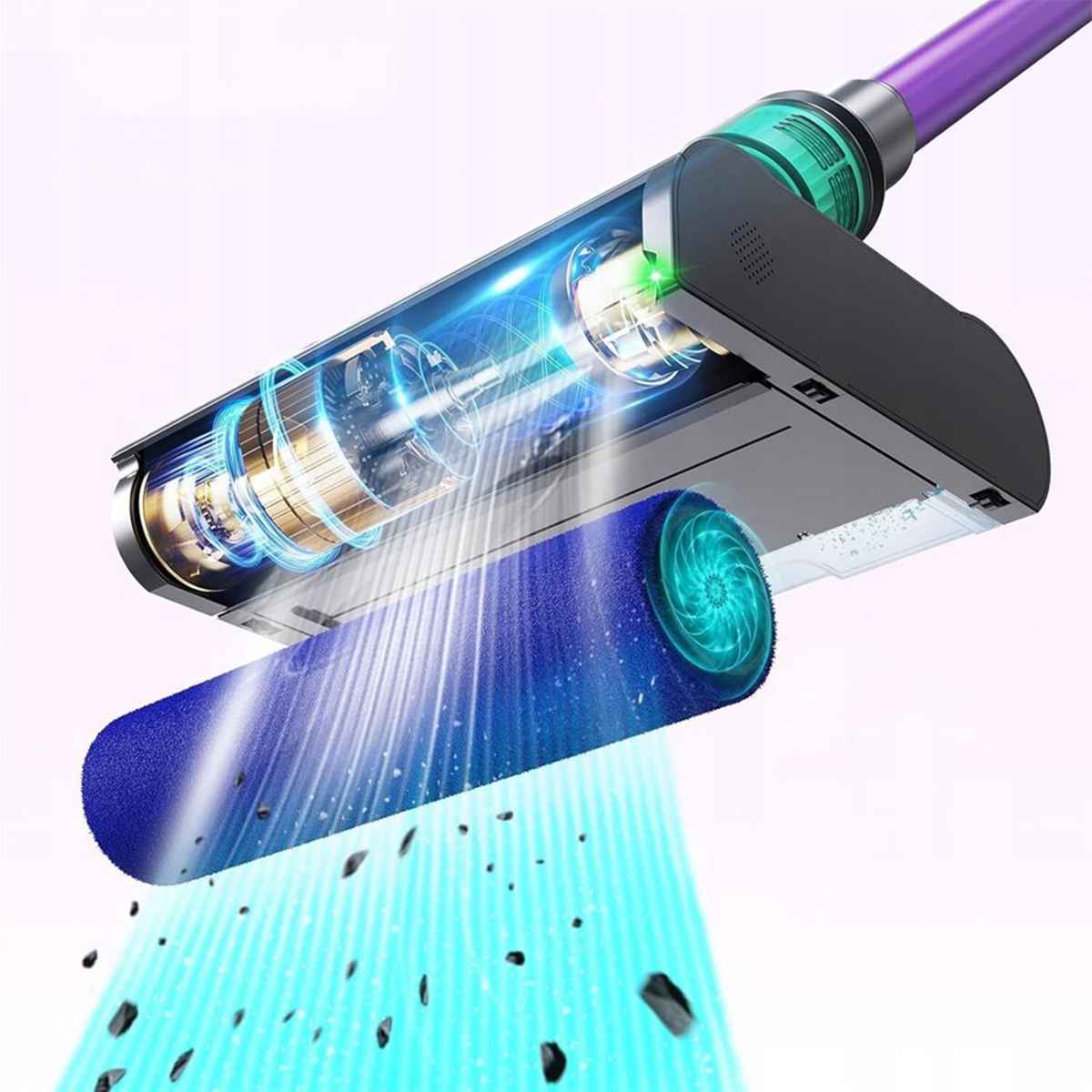 Mop Elektryczny Do Dyson V15 V7 V8 V10 V11 Z Led I Filtrem 2W1 - miniatura 10