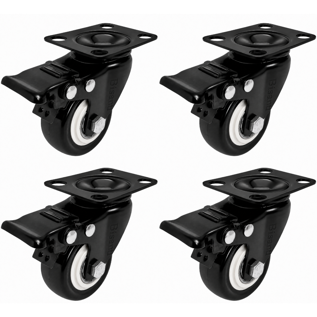 4X KÓŁKA OBROTOWE Z HAMULCEM 100 MM ZESTAW 4 SZTUKI PRZEMYSŁOWY BISANTI PVC
