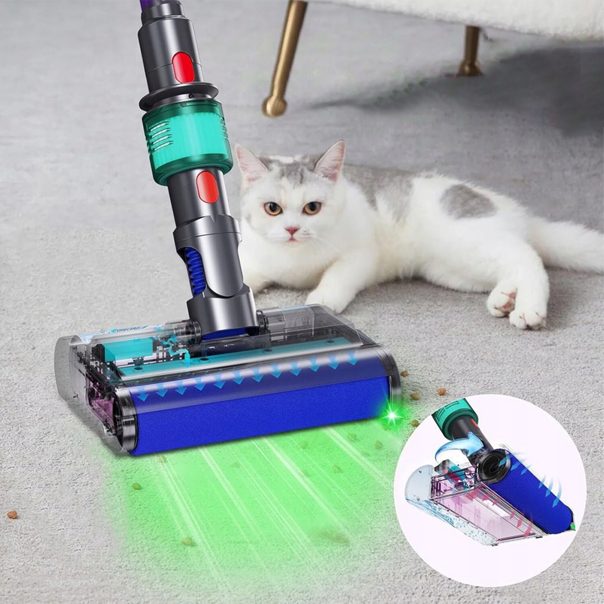 Mop Elektryczny Do Dyson V15 V7 V8 V10 V11 Z Led I Filtrem 2W1 - miniatura 4