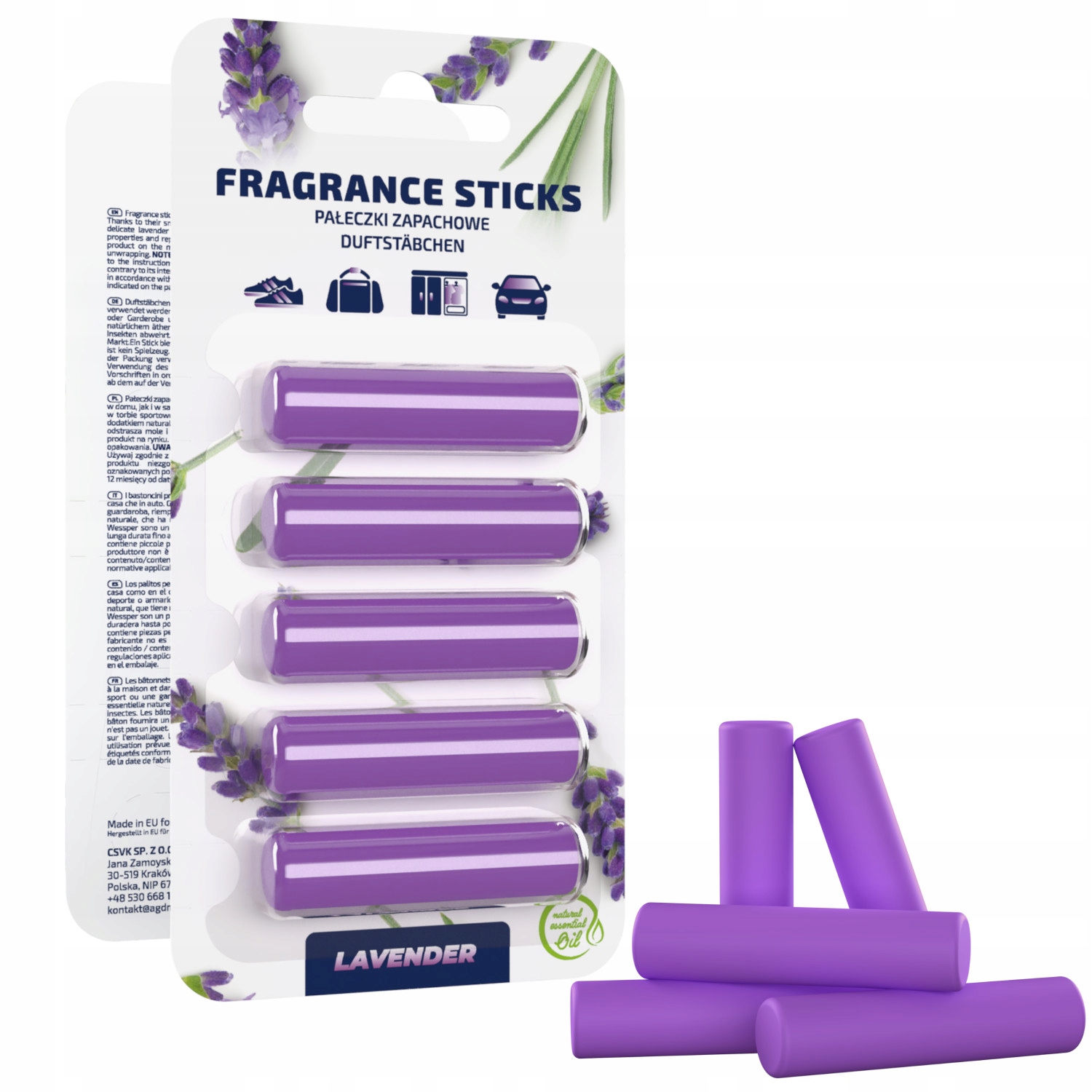 UNIWERSALNE ZAPACHY LAWENDY DO ODKURZACZA, AUTA, SZAFY, OBUWIA - 6 SZTUK