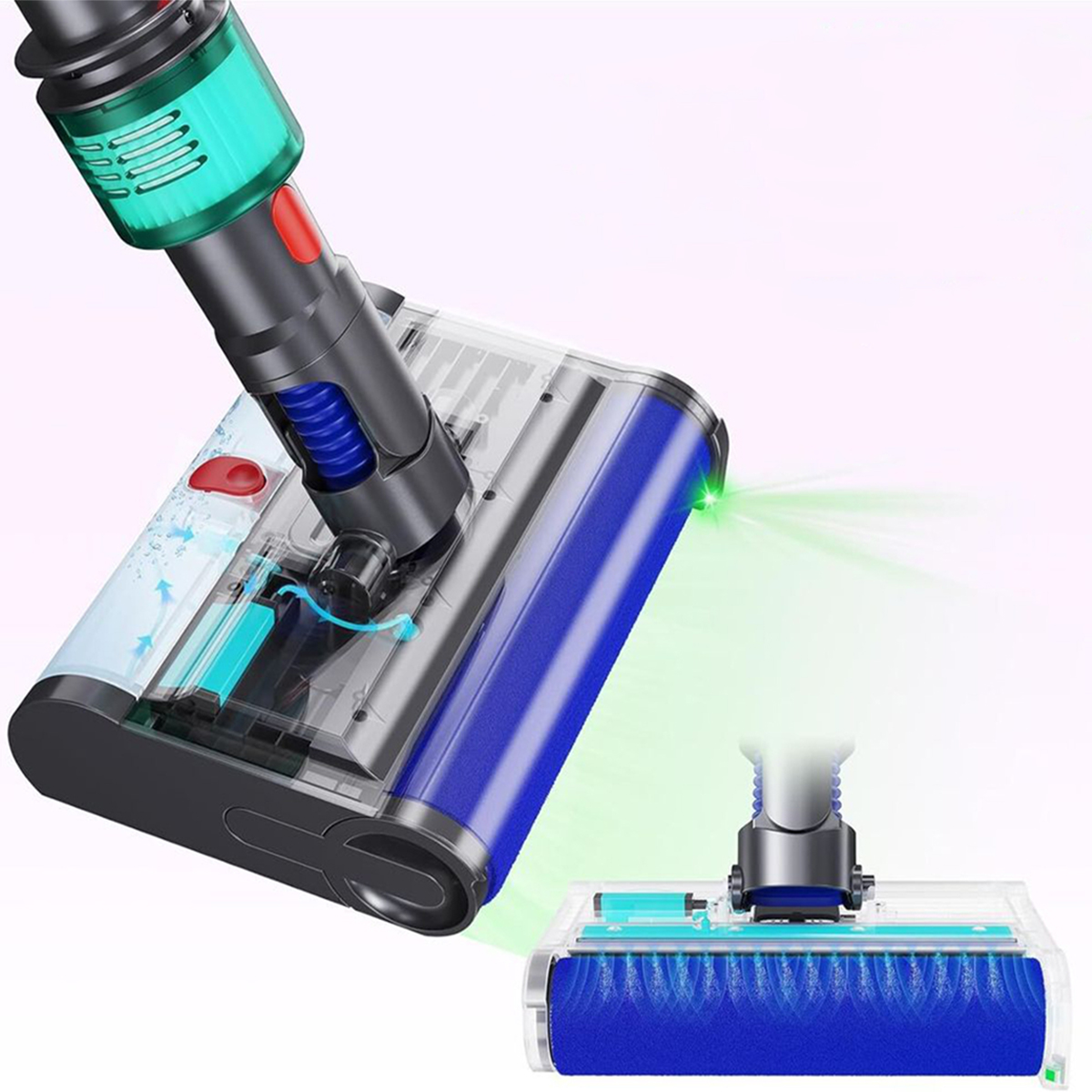 Mop Elektryczny Do Dyson V15 V7 V8 V10 V11 Z Led I Filtrem 2W1 - miniatura 3