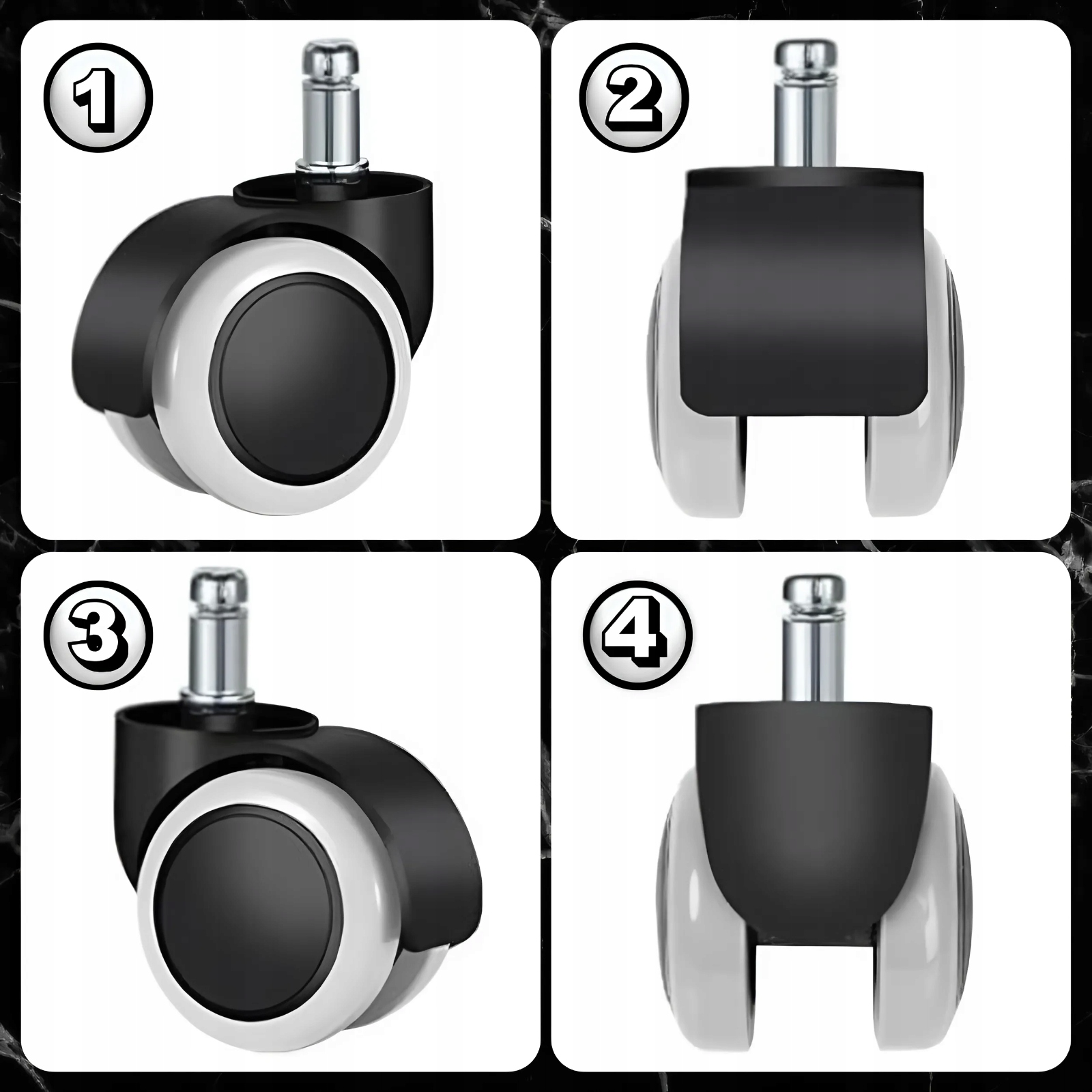 5X KÓŁKA DO FOTELA OBROTOWEGO KRZESŁA 48 MM M11 MOCNE GUMOWE KOMPLET - miniatura 8