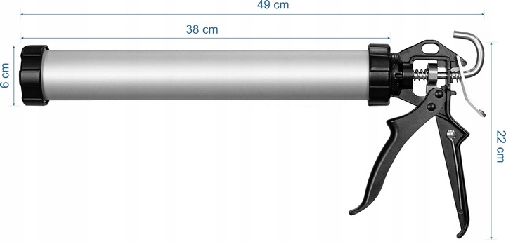 PISTOLET WYCISKACZ tubowy do mas silikonu uszczelniaczy 600ml + końcówka 3