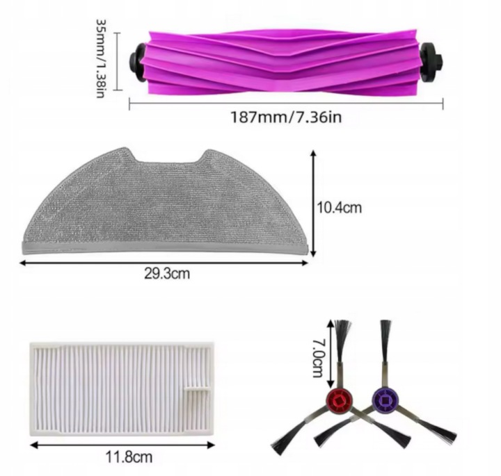 Zestaw szczotki roller filtry mopy do EUREKA E20 + PLUS - miniatura 2