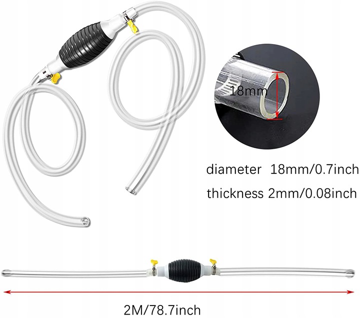 POMPKA PALIWA GRUSZKA RĘCZNA WODY POMPA+ WĄŻ 200cm