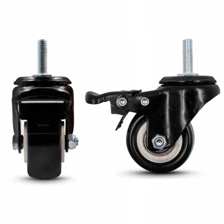 4X KÓŁKA OBROTOWE Z HAMULCEM 50 MM MOCNE KÓŁKA TRANSPORTOWE ZESTAW PVC - miniatura 2