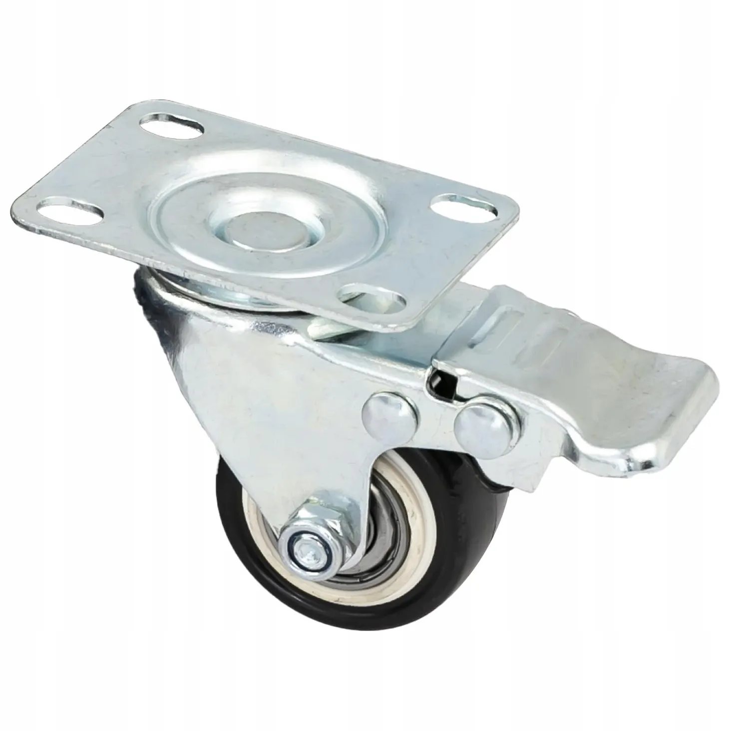 4X KÓŁKA OBROTOWE DO WÓZKÓW MAGAZYNOWYCH Z HAMULCEM SKRĘTNE 38MM PVC - miniatura 3