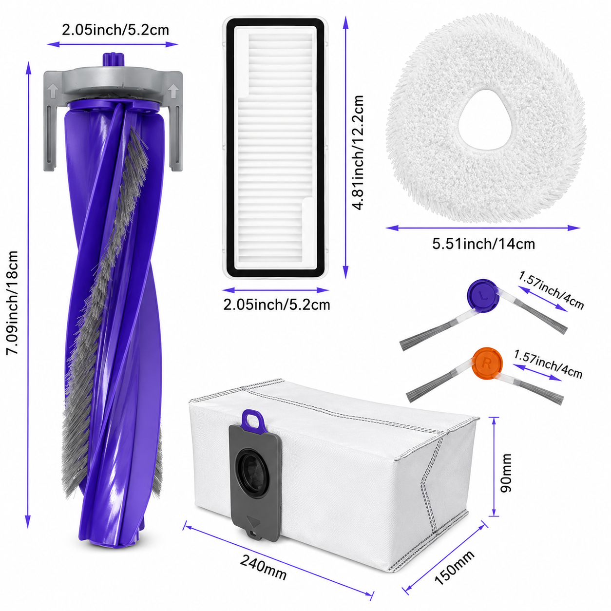 ZESTAW SZCZOTKA FILTRY MOPY WORKI DO NARWAL FREO Z10 Z10 ULTRA - miniatura 2