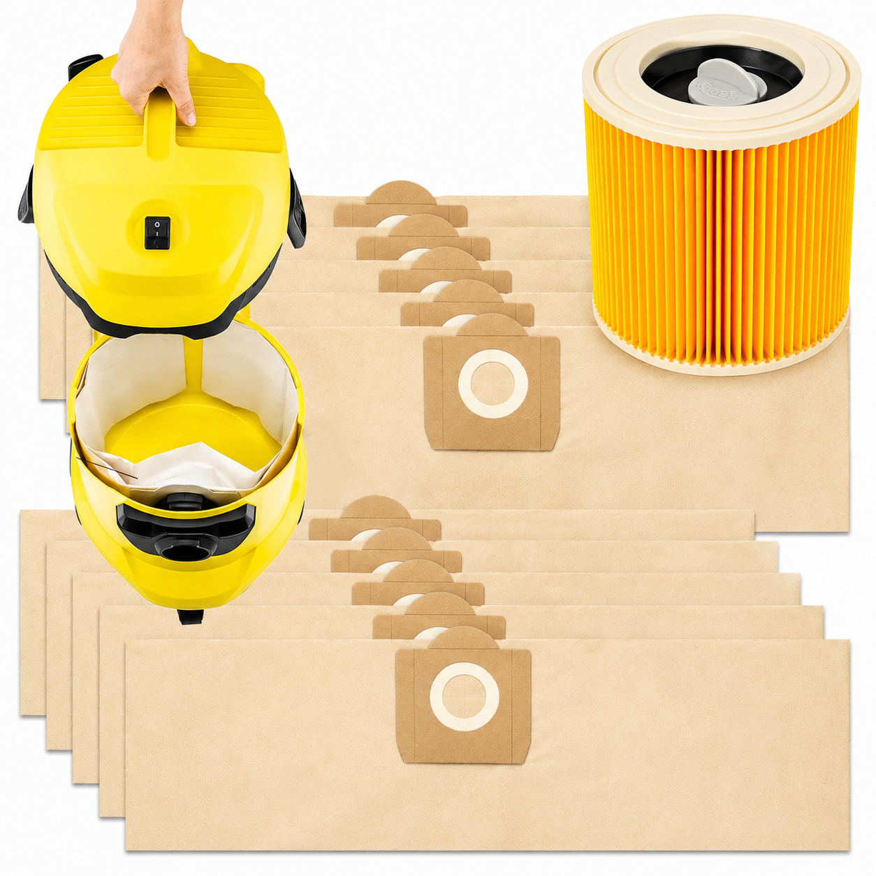 10x WORKI DO ODKURZACZA KARCHER WD3 200 MV3 FILTR GRUBSZE WZMOCNIONE