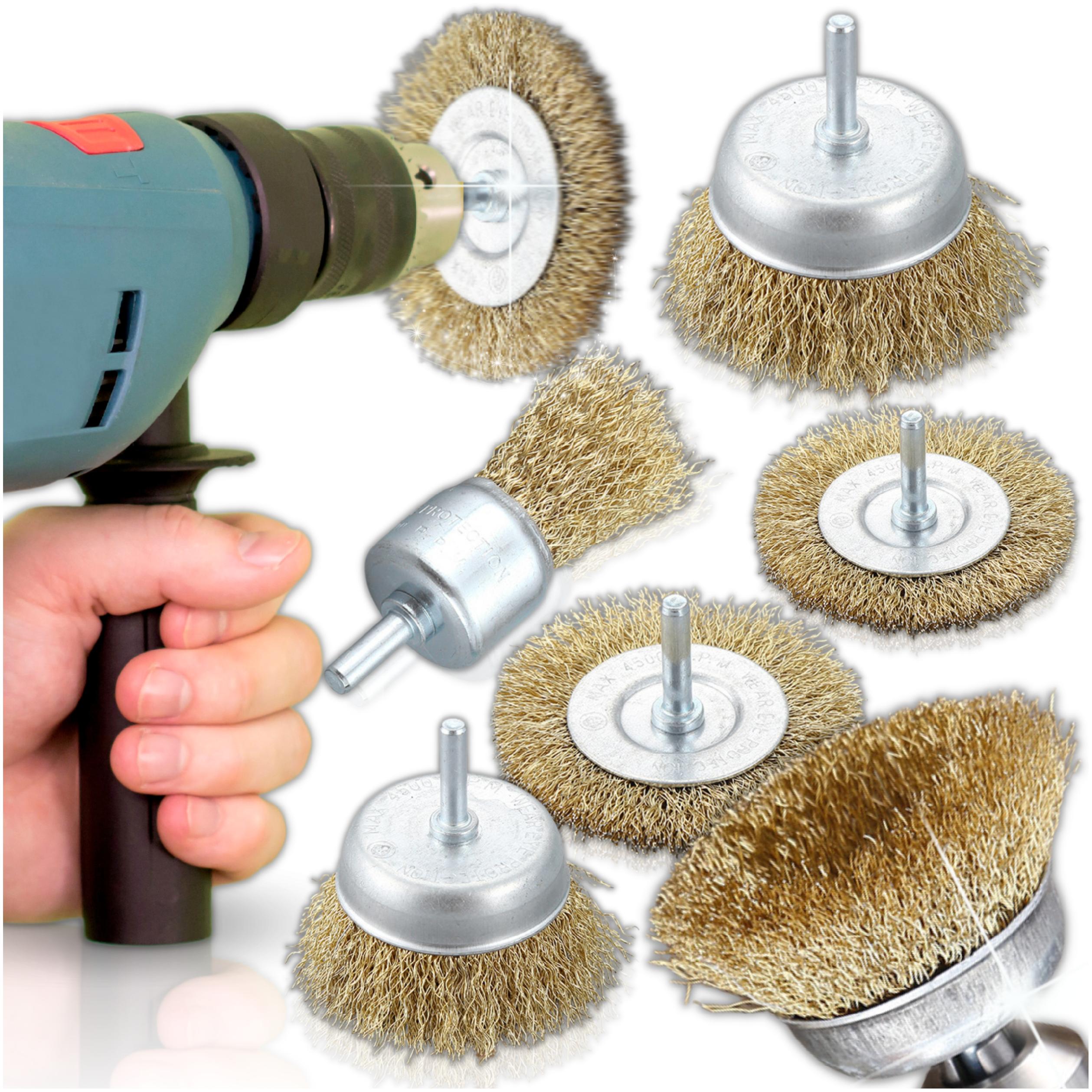 ZESTAW SZCZOTEK SZCZOTKI DRUCIANE do RDZY WIERTARKI NA WIERTARKĘ WKRĘTARKĘ 10