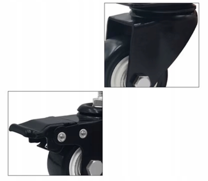 4x KÓŁKA JEZDNE KÓŁEK 50MM OBROTOWE Z HAMULCEM KOŁA TRANSPORTOWE M8 PVC - miniatura 2