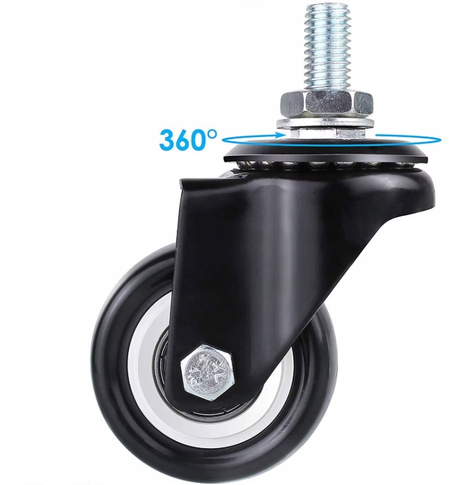 4x KÓŁKO JEZDNE OBROTOWE KÓŁKO 50MM PRZEMYSŁOWE MAGAZYNOWE M10 BISANTI PVC - miniatura 3