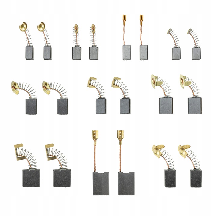 ZESTAW 10szt SZCZOTKI WĘGLOWE DO WIERTARKI SZLIFIERKI 6x9 6x10 7x11