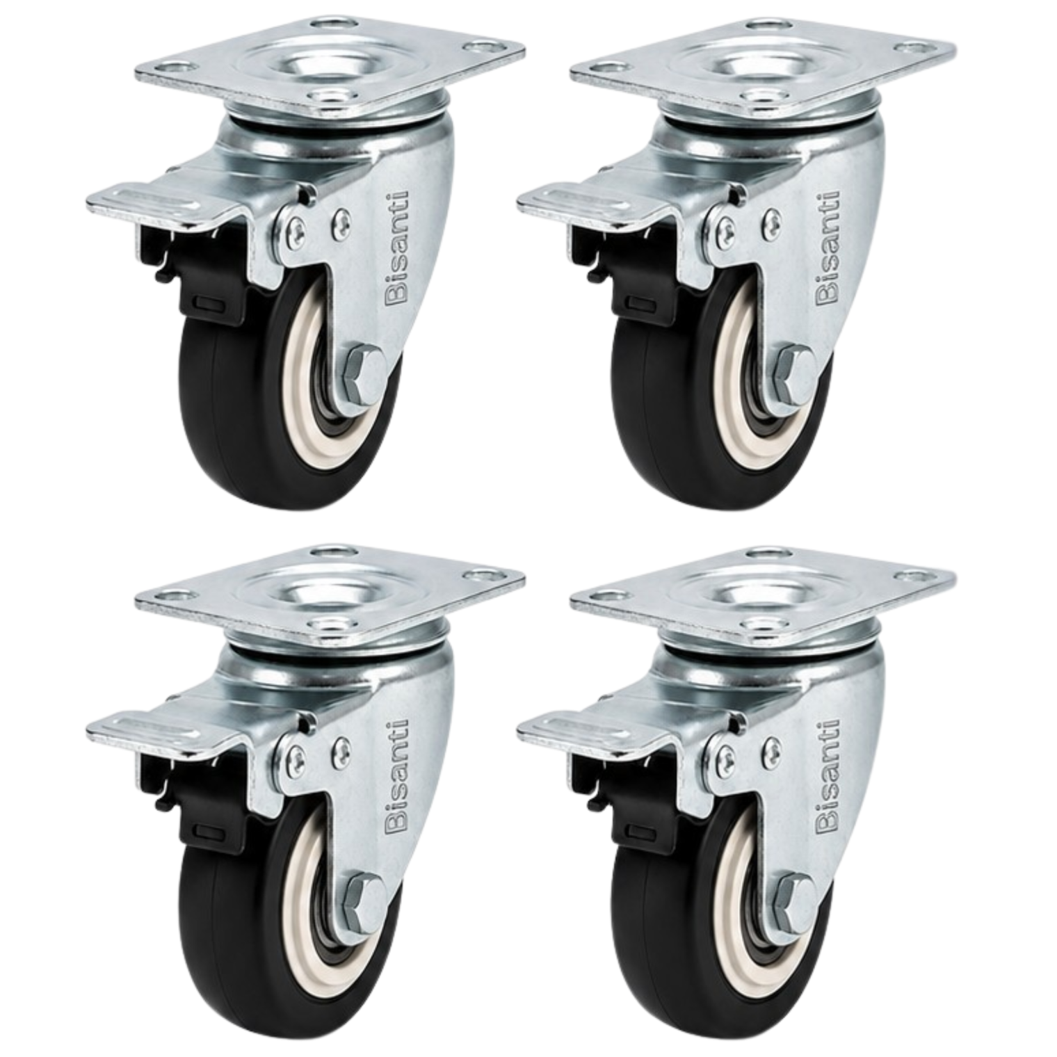 4X KÓŁKA OBROTOWE DO WÓZKÓW MAGAZYNOWYCH Z HAMULCEM SKRĘTNE 38MM PVC