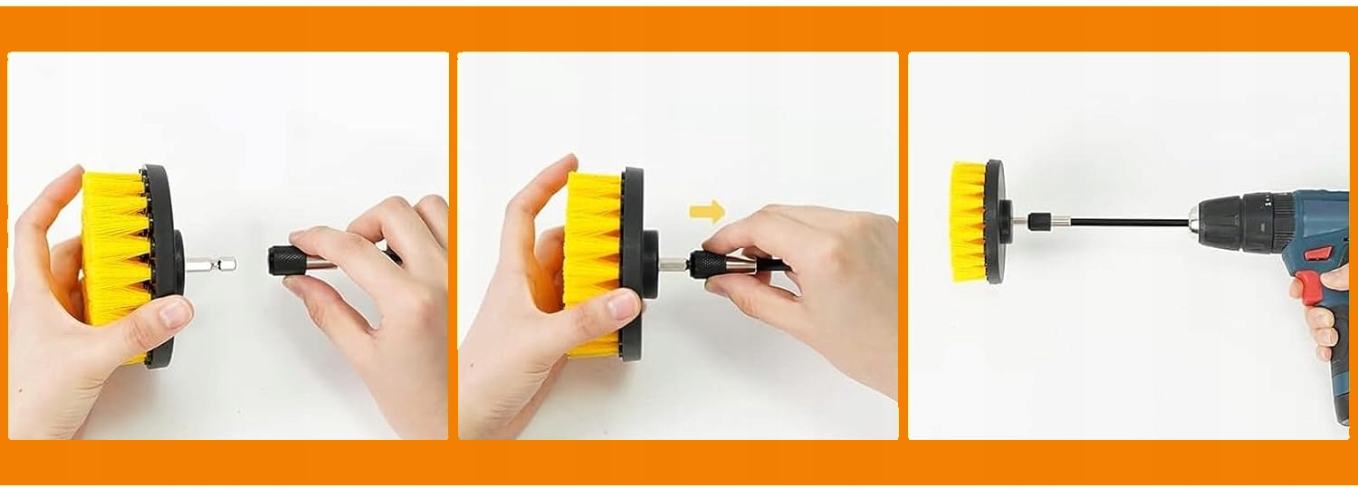 MEGA ZESTAW 25SZT DO CZYSZCZENIA MYCIA TAPICERKI SZCZOTKI NA WIERTARKĘ PADY 3