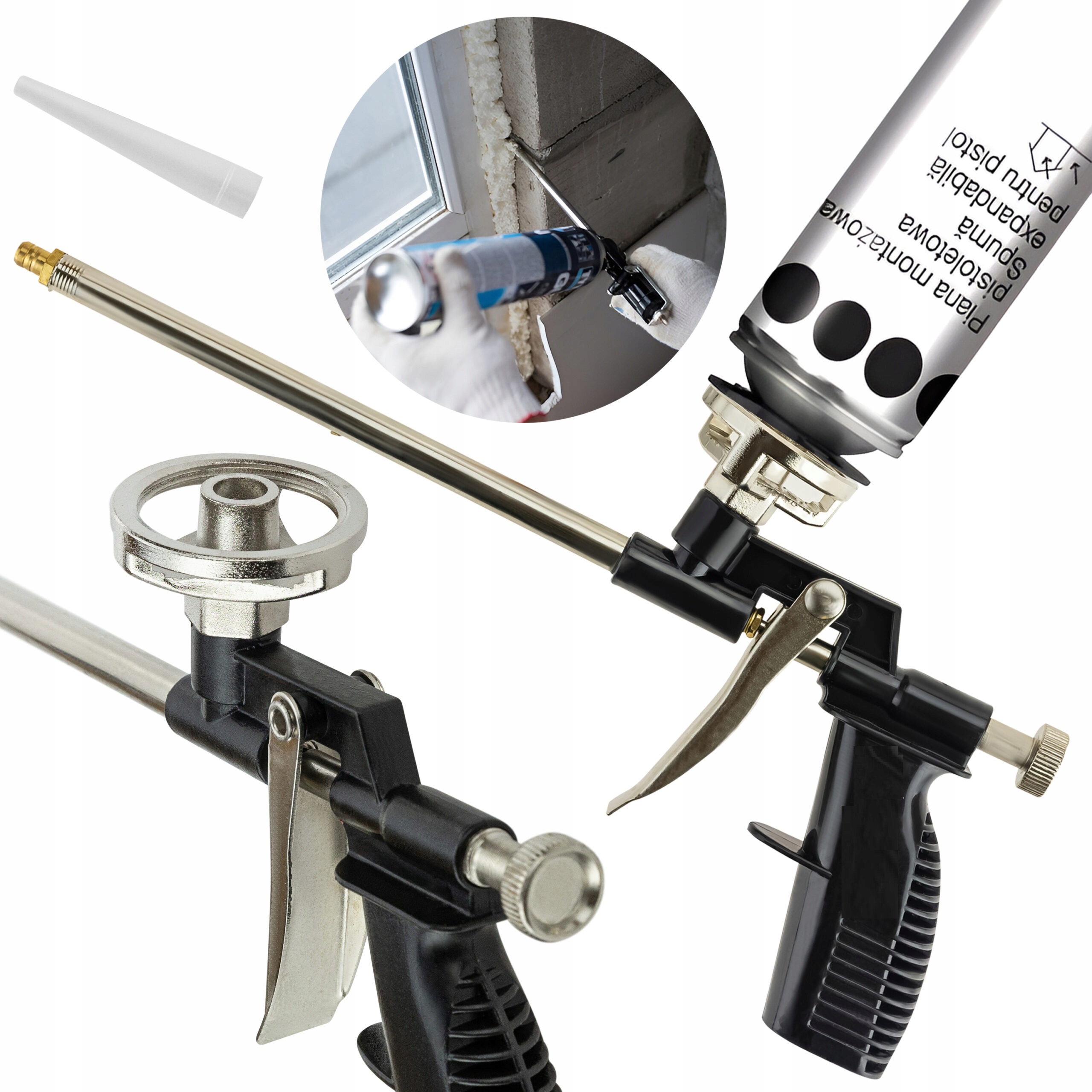 PISTOLET DO PIANKI MONTAŻOWEJ PIANY PISTOLETOWEJ METALOWY APLIKATOR LEKKI