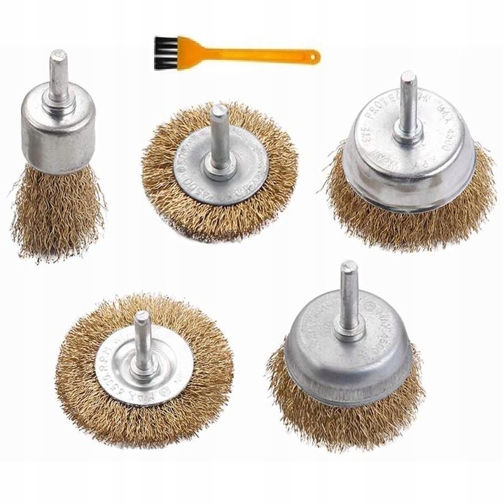 ZESTAW SZCZOTEK SZCZOTKI DRUCIANE do RDZY WIERTARKI NA WIERTARKĘ WKRĘTARKĘ 6