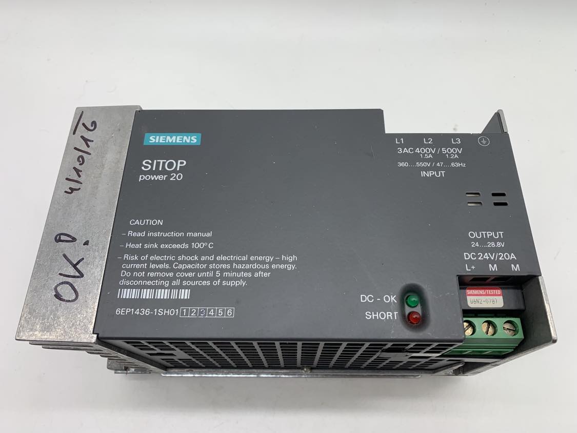 Siemens 6EP1436-1SH01 SITOP POWER 20, BASIC LINE STABILIZED POWER SUPPLY INPUT: 480 V 3 AC (... — Netzgeräte & Leistungsregler