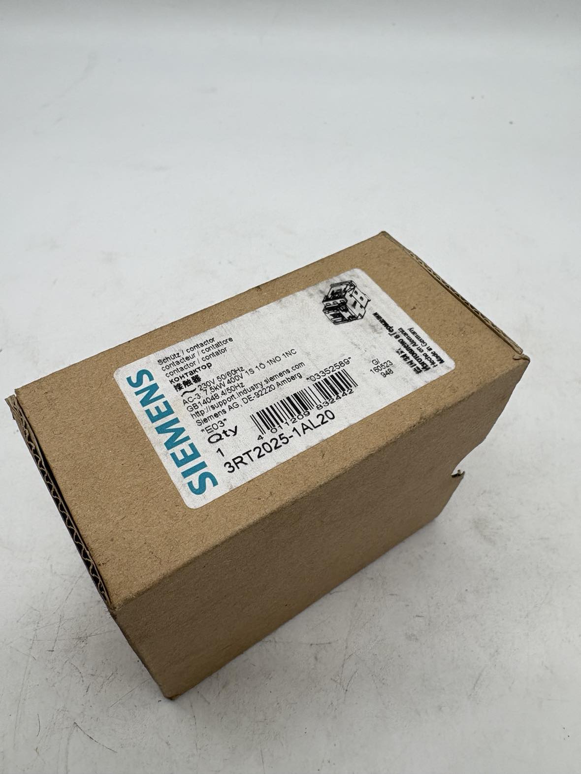 Siemens 3RT2025-1AL20 CONTACTOR_AC_3RT2025-1AL20_7.5kW_230V — Schütze & Relais