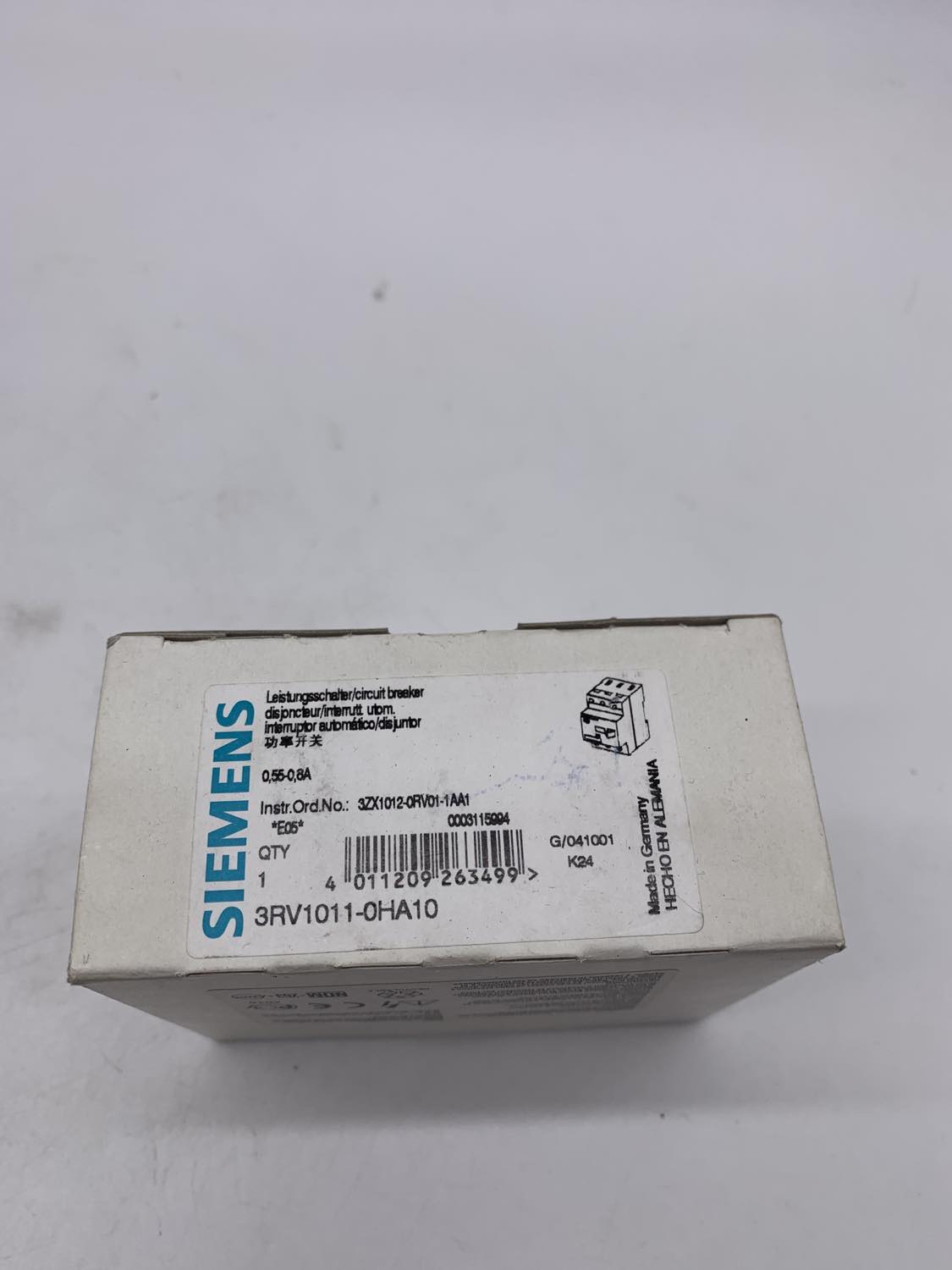 Siemens 3RV1011-0HA10 MSP, GROUP TAP, S00, CL10, 0.55-0.8A, SCREW — Leistungsschalter & Sicherungen