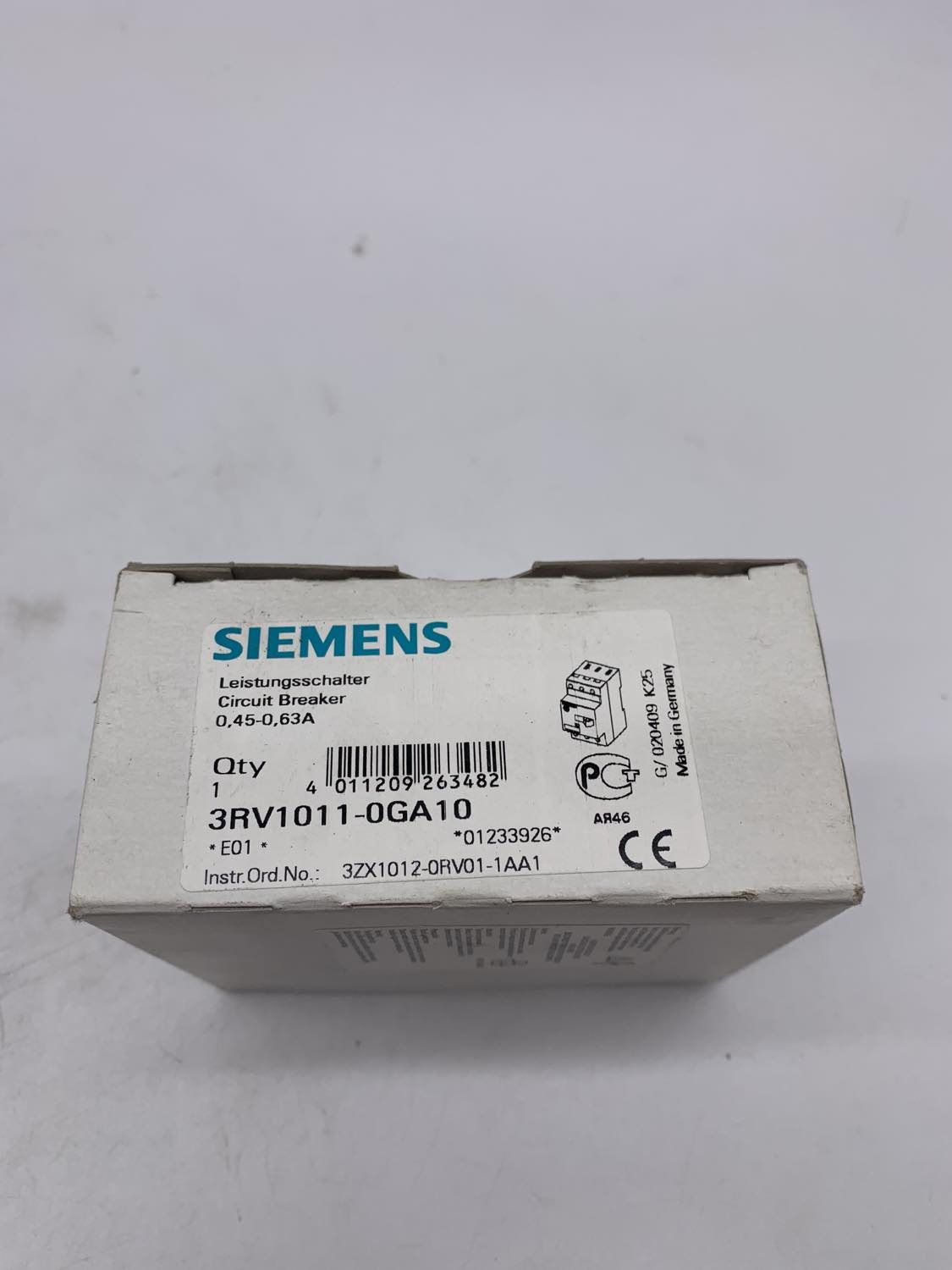 Siemens 3RV1011-0GA10 CIRCUIT BREAKER, SZ00, 8.2A, SCREW — Leistungsschalter & Sicherungen
