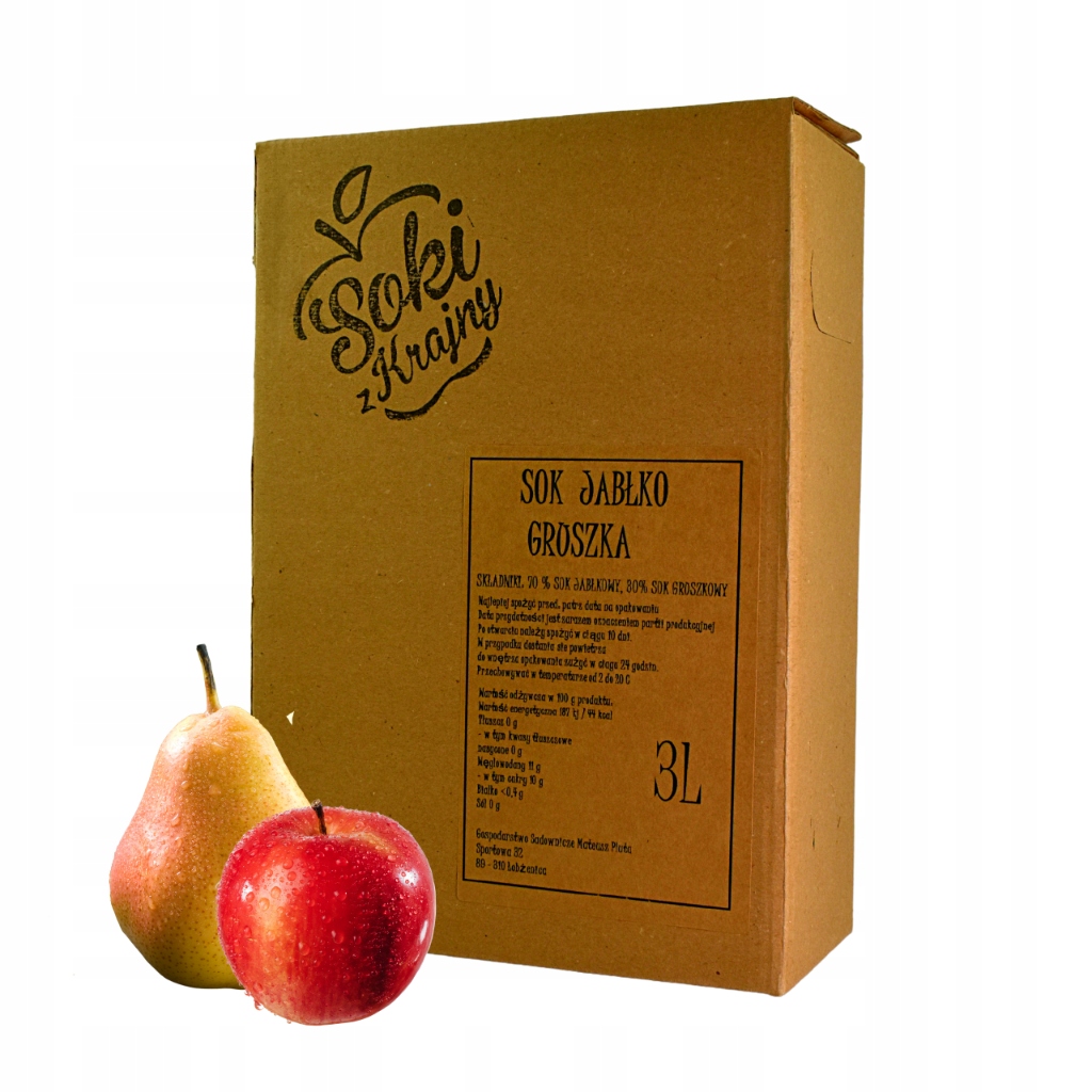 SOK TŁOCZONY JABŁKO-GRUSZKA 3L NFC GRUSZKOWY