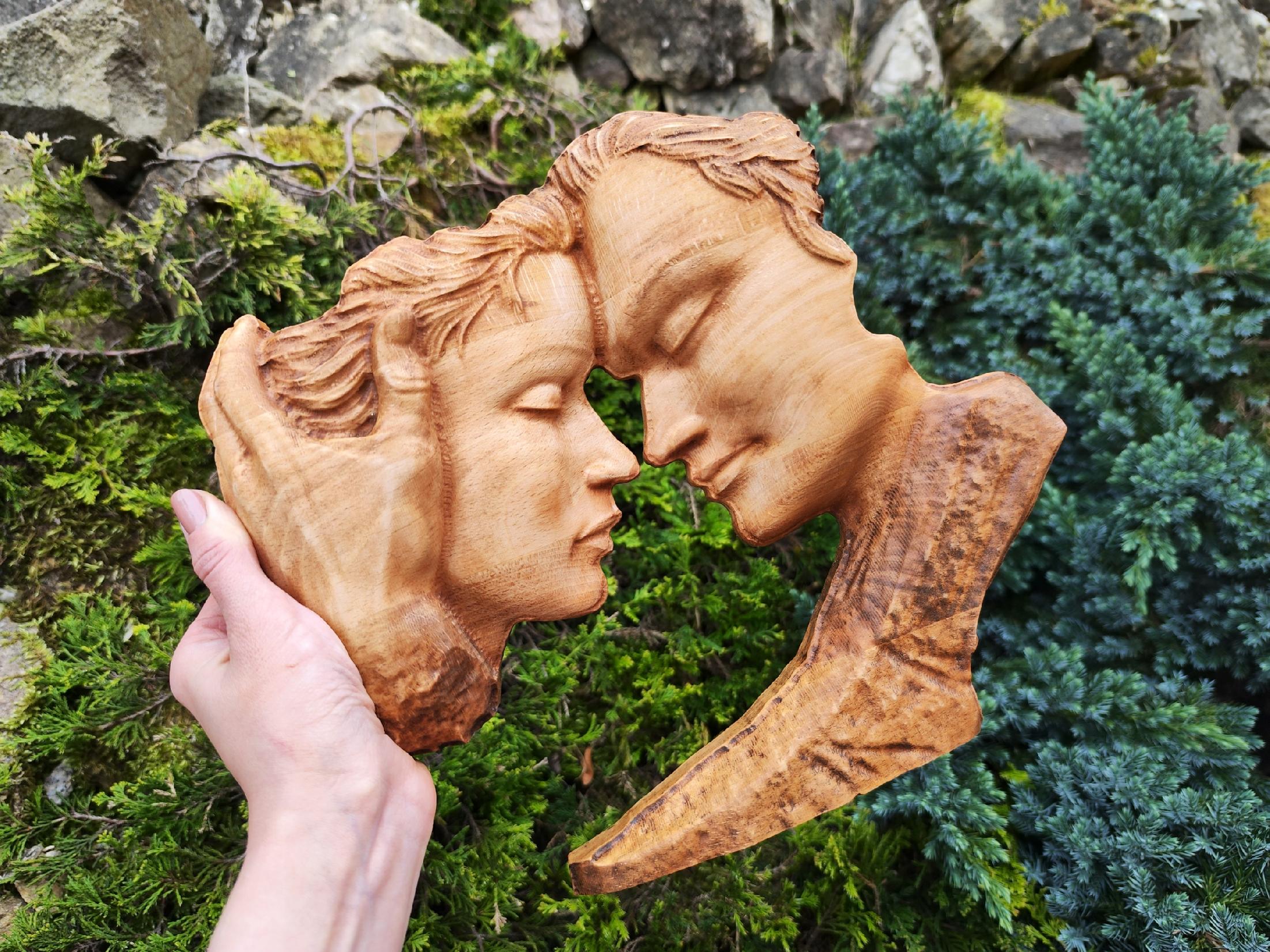 Obraz płaskorzeźba dwie głowy kobieta mężczyzna 80